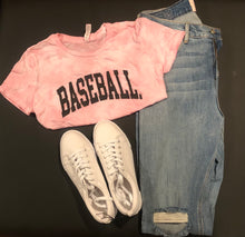Load image into Gallery viewer, Tie-Dye Pink Crop Baseball. Tee